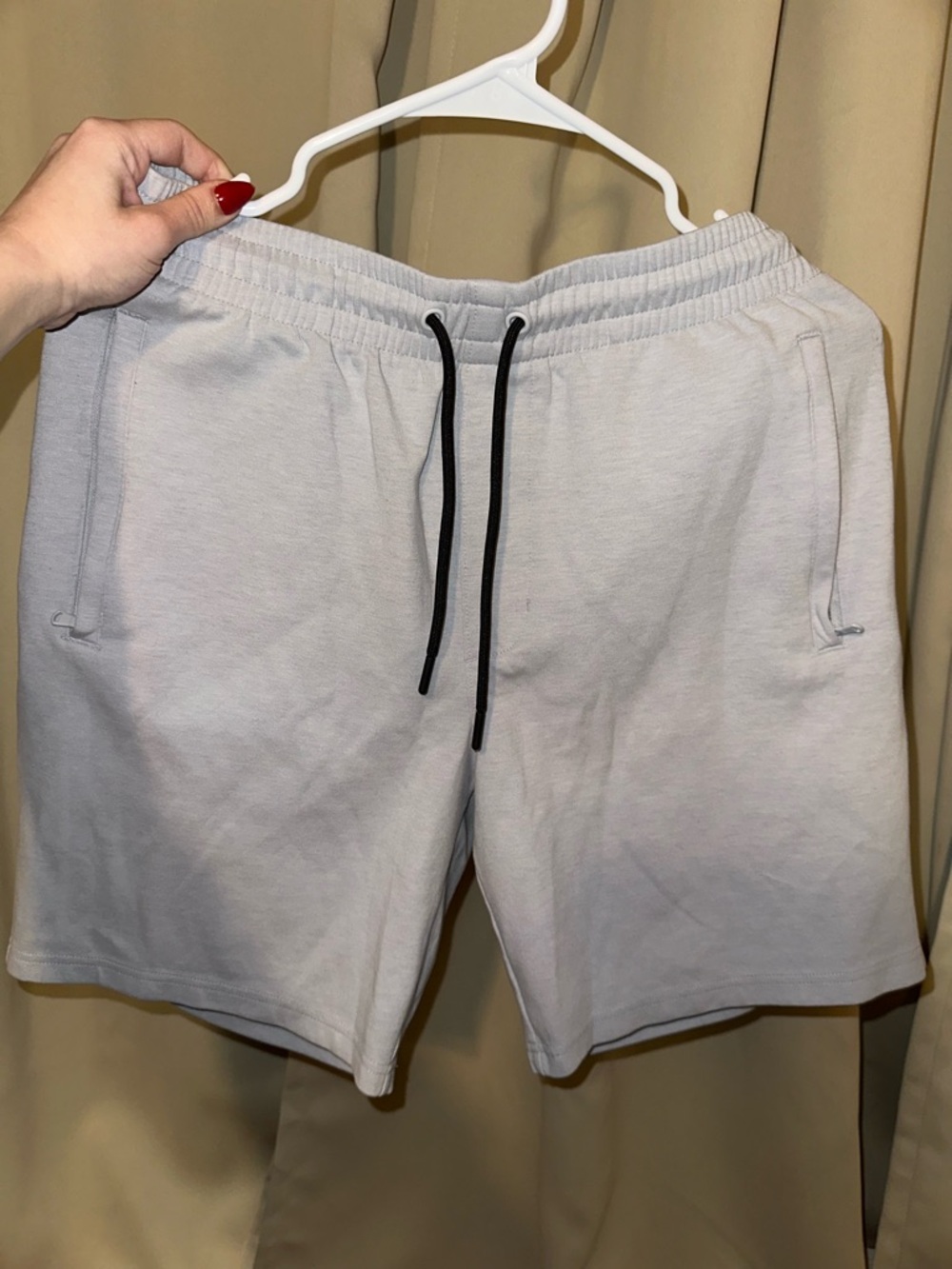 Old Navy Light Gray Athletic Drawstring Shorts with Black Cord